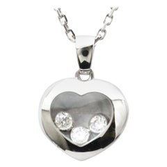 Used Chopard Diamond Heart Necklace in 18K White Gold