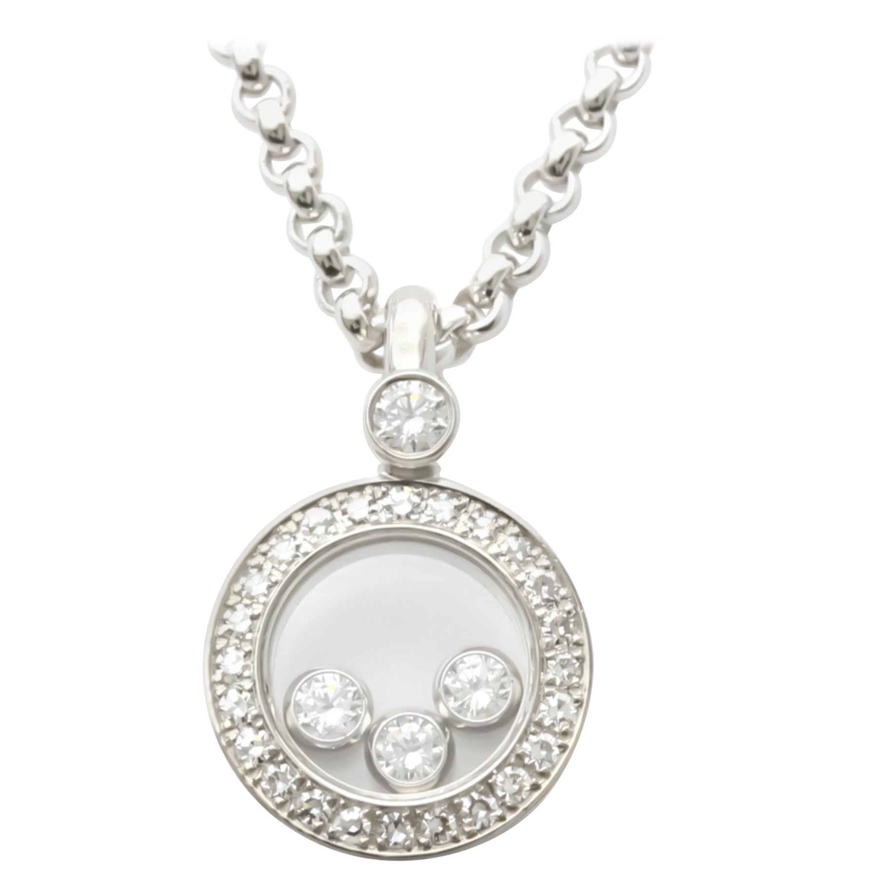 Chopard Happy Diamonds Necklace in 18K White Gold For Sale