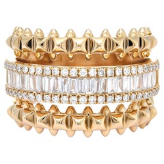 Natural Diamond Ring 0.83 CT 18KT Yellow Gold Baguette Designer Eternity Band