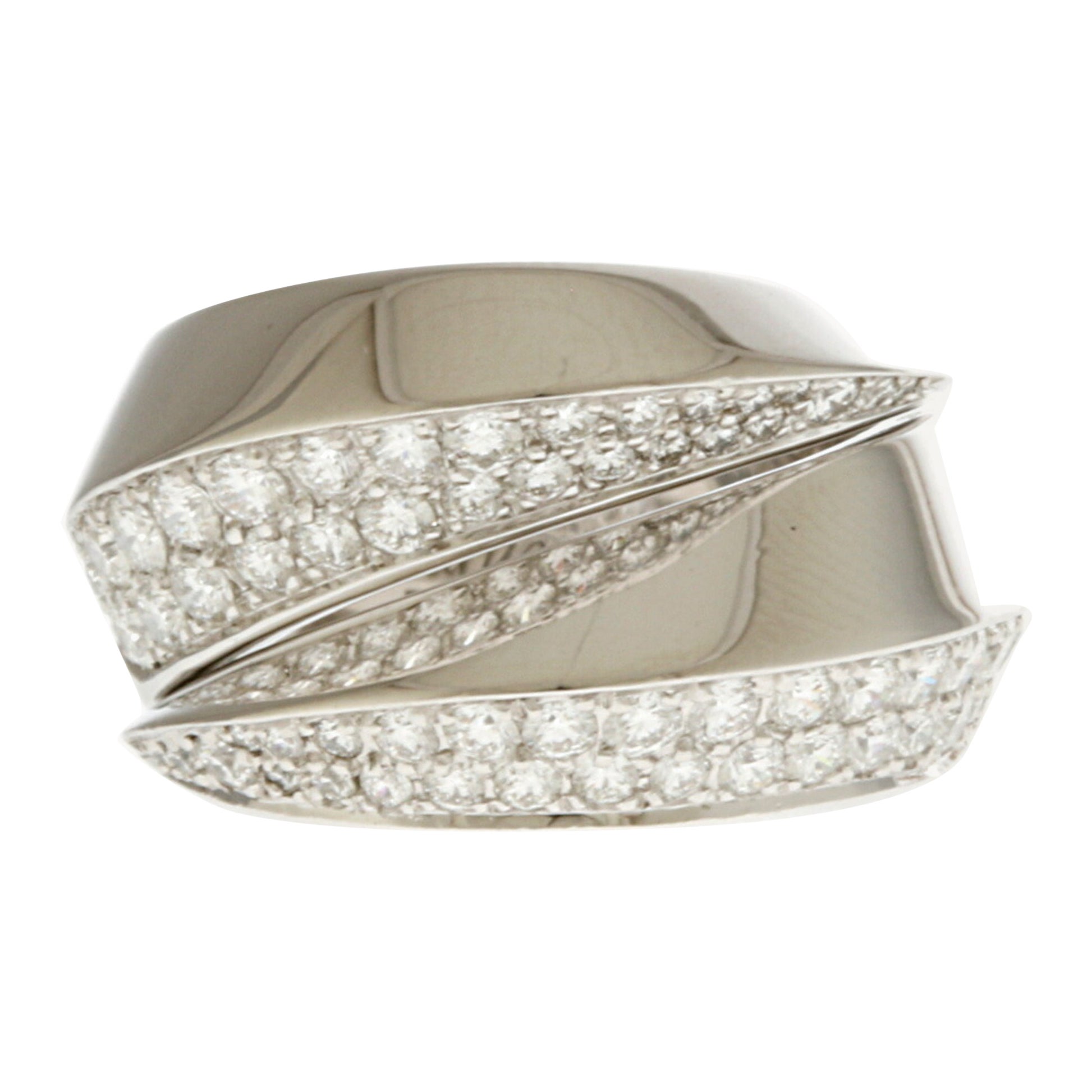 Cartier Panthere Griff Diamond Ring in 18K White Gold For Sale