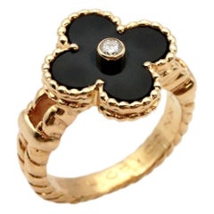 Van Cleef & Arpels Used Alhambra Diamond Ring in 18K Yellow Gold