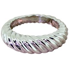 BOUCHERON 18k White Gold Grooved Ring, French, circa 1970