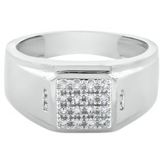 Bague classique en or blanc 10K pour homme avec diamants