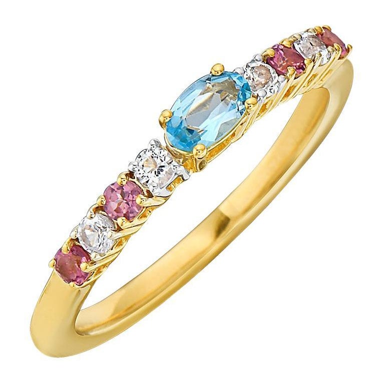 18K Yellow Gold Vermeil Gemstone Ring For Sale