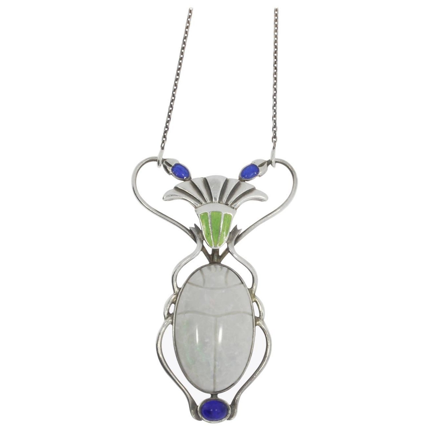 trommel Bedankt voorbeeld Art Nouveau Opal Silver Scarab Pendant For Sale at 1stDibs