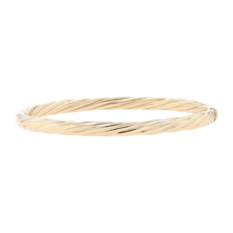 Ovaler Armreif aus Gelbgold 7 1/4" - 14k geripptes Twist Italien