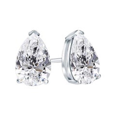 Beauvince GIA G-H SI2 Certified 2.40 Carat Pear Shape Solitaire Diamond Studs