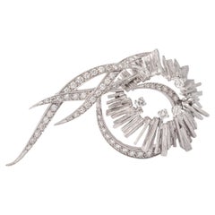 Broche de oro blanco con diamantes de 18 quilates 1960S