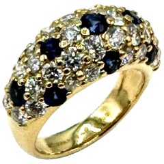 Retro Tiffany & Co. Bombe Diamond and Sapphire 18K Yellow Gold Domed Band Ring