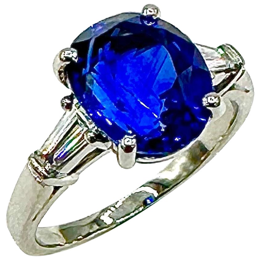 Oscar Heyman 4.82 Carat Sapphire and Diamond Platinum Ring For Sale