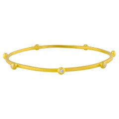 PHILIPPE SPENCER Solid 24K Gold Bangle & Colorless Diamonds in 22K Gold Drops