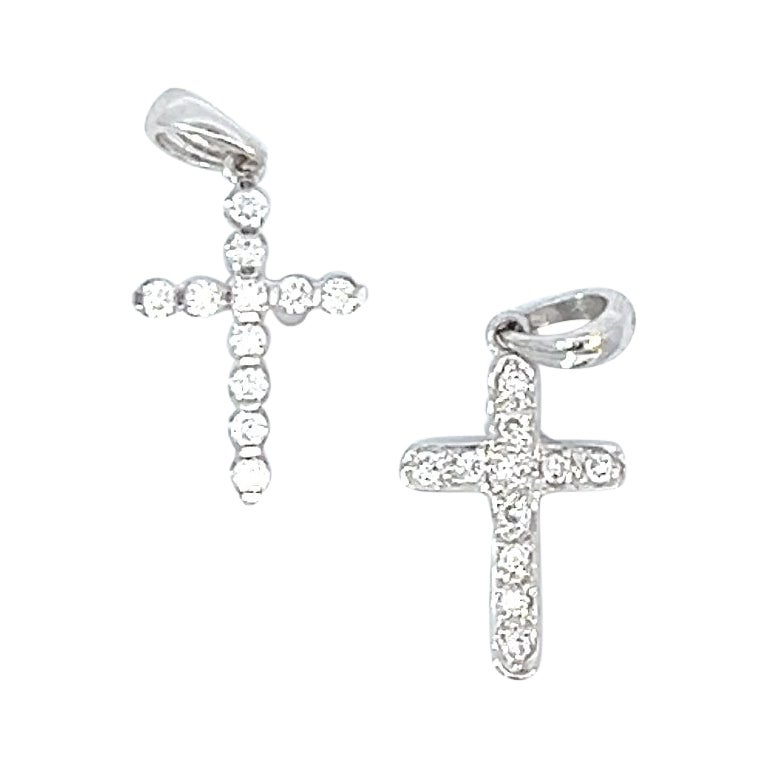Couple Family Cross Collection - 2 pcs of 18k Gold Classic Cross with Diamonds 