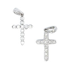 Couple Family Cross Collection - 2 pcs of 18k Gold Classic Cross with Diamonds 