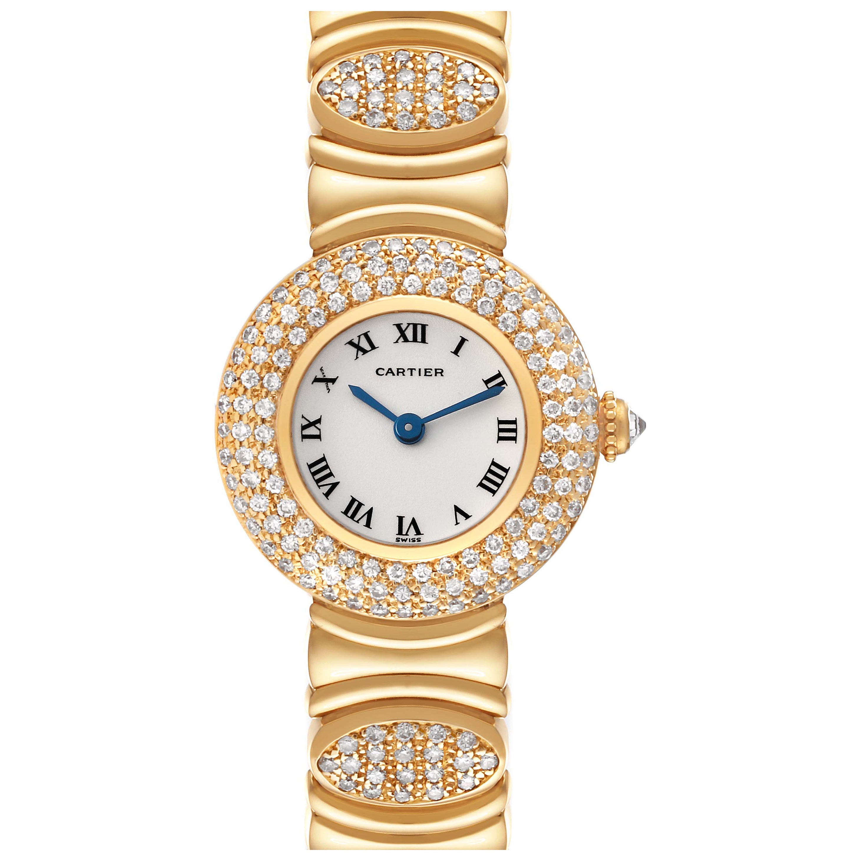 Cartier Colisee Clasque d'Or Yellow Gold Silver Dial Diamond Ladies Watch