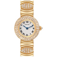 Cartier Colisee Clasque d'Or Yellow Gold Silver Dial Diamond Ladies Watch