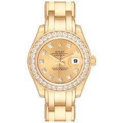 Rolex Pearlmaster Yellow Gold Diamond Ladies Watch 80298 Unworn NOS
