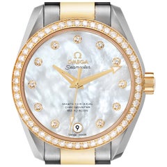 Omega Aqua Terra Steel Yellow Gold Diamond Watch 231.25.39.21.55.002 Unworn