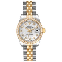 Rolex Datejust Steel Yellow Gold Sunburst Dial Diamond Ladies Watch 179383