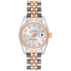 Rolex Datejust Steel Rose Gold Silver Diamond Dial Ladies Watch 179171