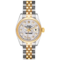 Rolex Datejust Steel Yellow Gold Meteorite Diamond Dial Ladies Watch 179173
