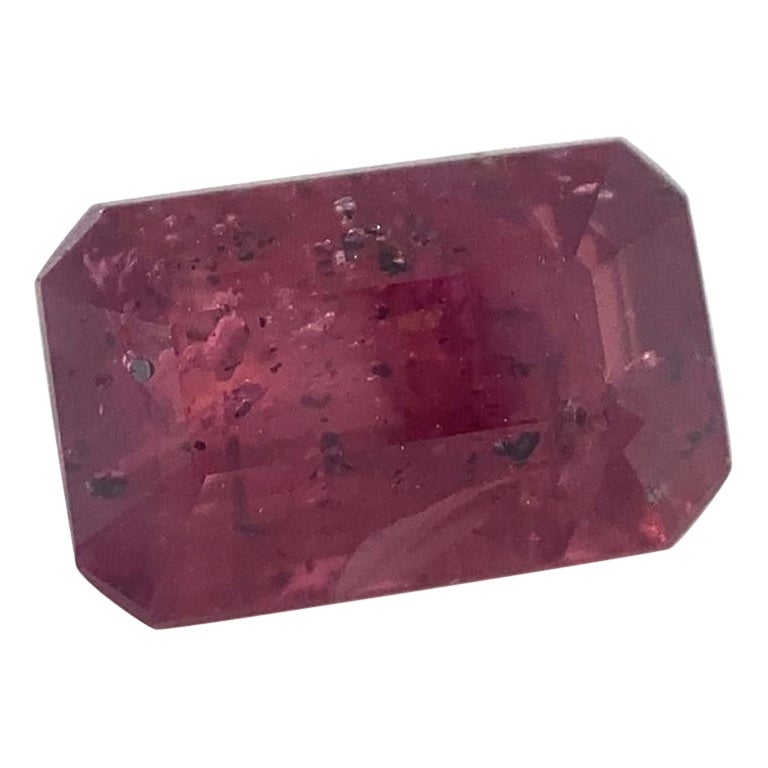1.33ct Emerald Cut Red Ruby Unheated For Sale
