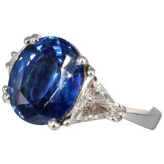 7 Carat Oval Sapphire Diamond Platinum Ring
