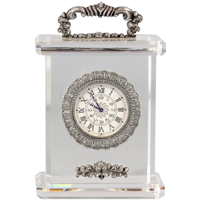 Buccellati Rock Crystal Sterling Silver Limited Edition Desk Clock