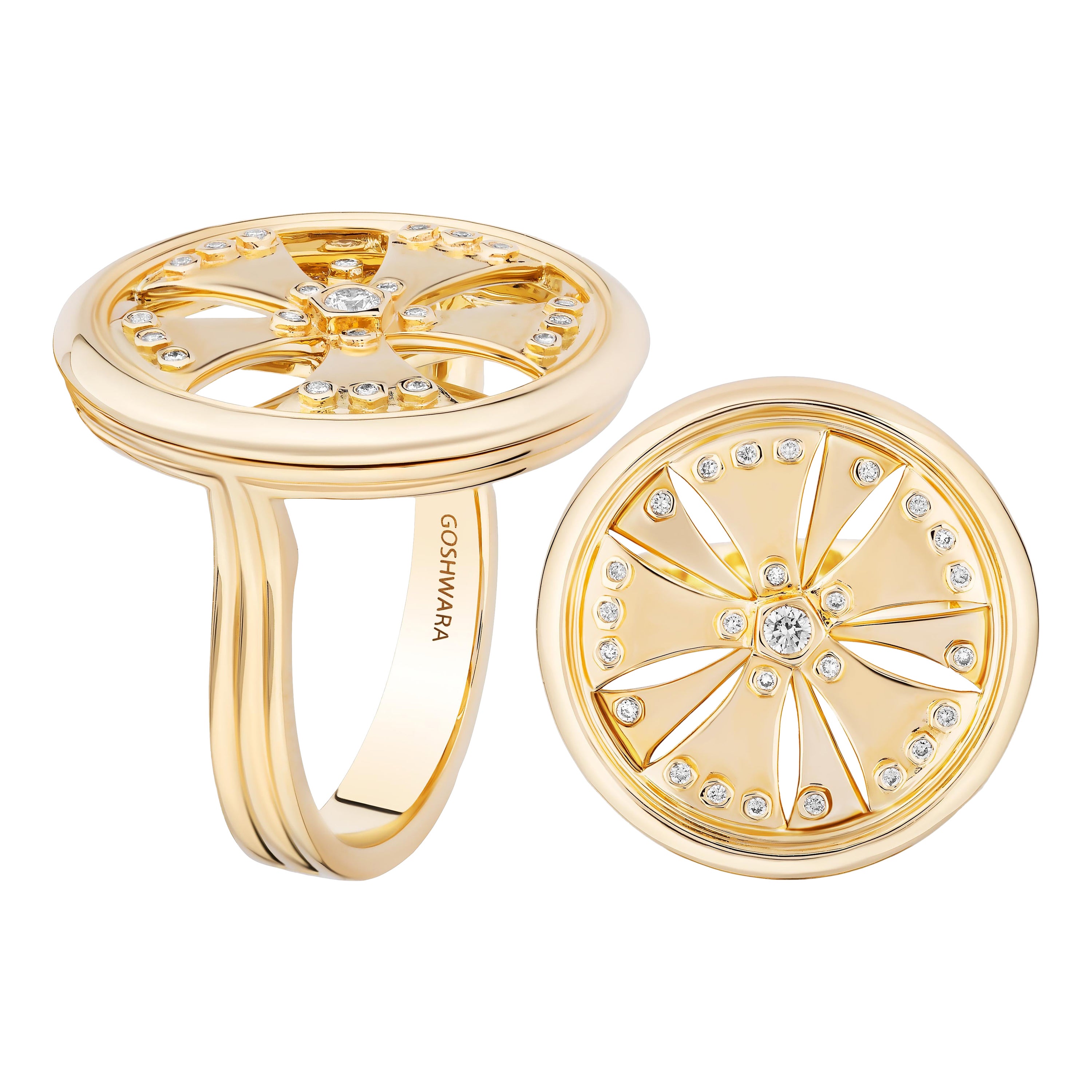 Goshwara Diamond & Gold Wheel Ring For Sale