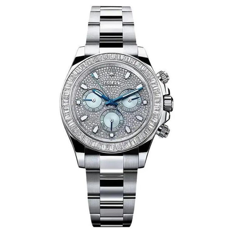 Rolex Daytona Platinum Diamond Pave Dial Men’s Watch 116576TBR  For Sale