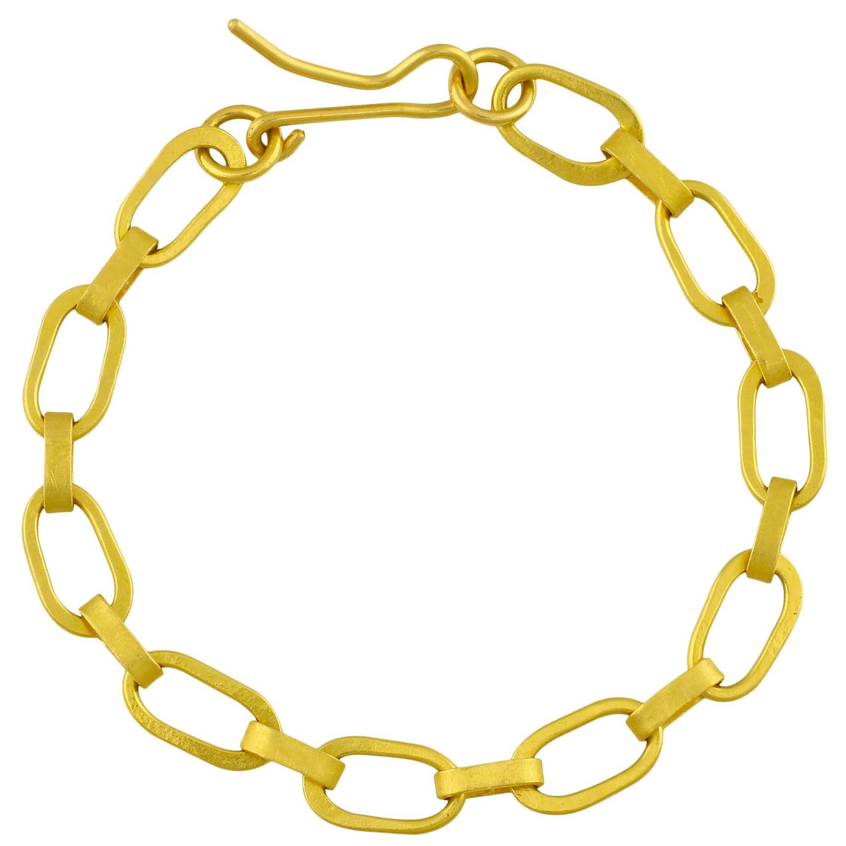 PHILIPPE SPENCER Bracelet à maillons ovales en or massif 22 carats entièrement forgé à la main en vente