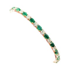 Emerald & Diamond Yellow Gold Bangle Flex Bracelet