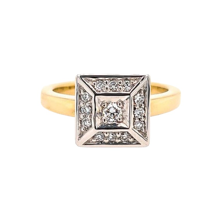 For Sale:  18ct Gold & Diamond Engagement Ring "Square Aurora "