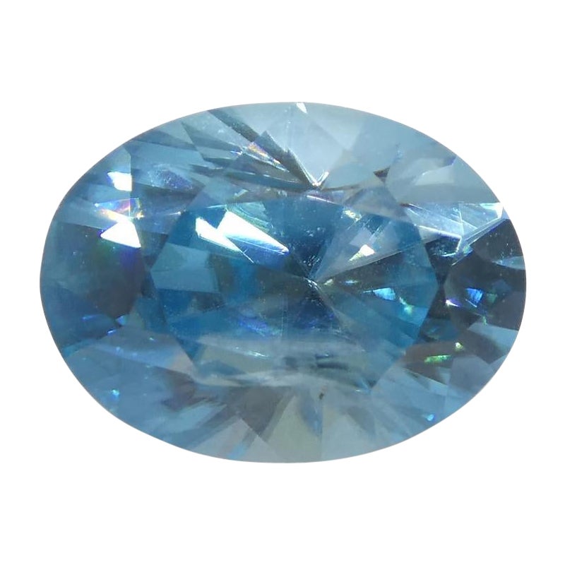 2.72ct Oval Diamond Cut Blue Zircon from Cambodia For Sale