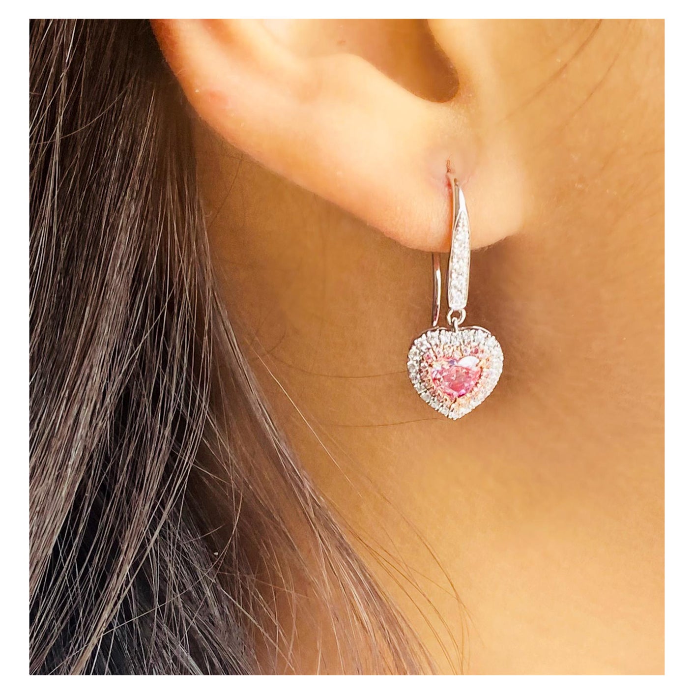 0,85 Karat Rosa Diamant-Ohrringe GIA zertifiziert I1 Reinheit im Angebot