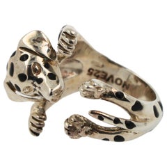 925 Sterling Silver Dog Puppy Animal Cute Dalmatian Unique Statement Hug Ring