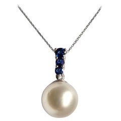 Colgante de Perla del Mar del Sur y Zafiro Azul Certificado GIA