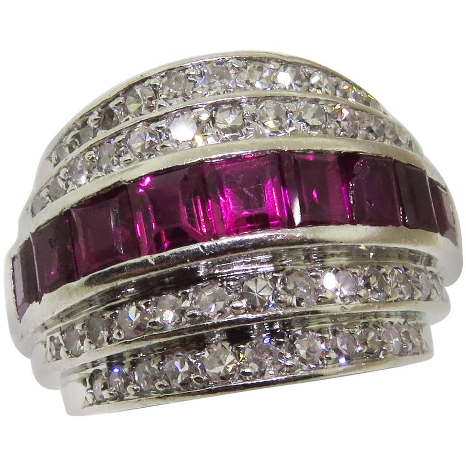 Ruby Diamond Band Ring at 1stDibs