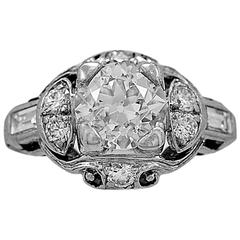 Art Deco 1.08 Carat Diamond Platinum Engagement Ring 