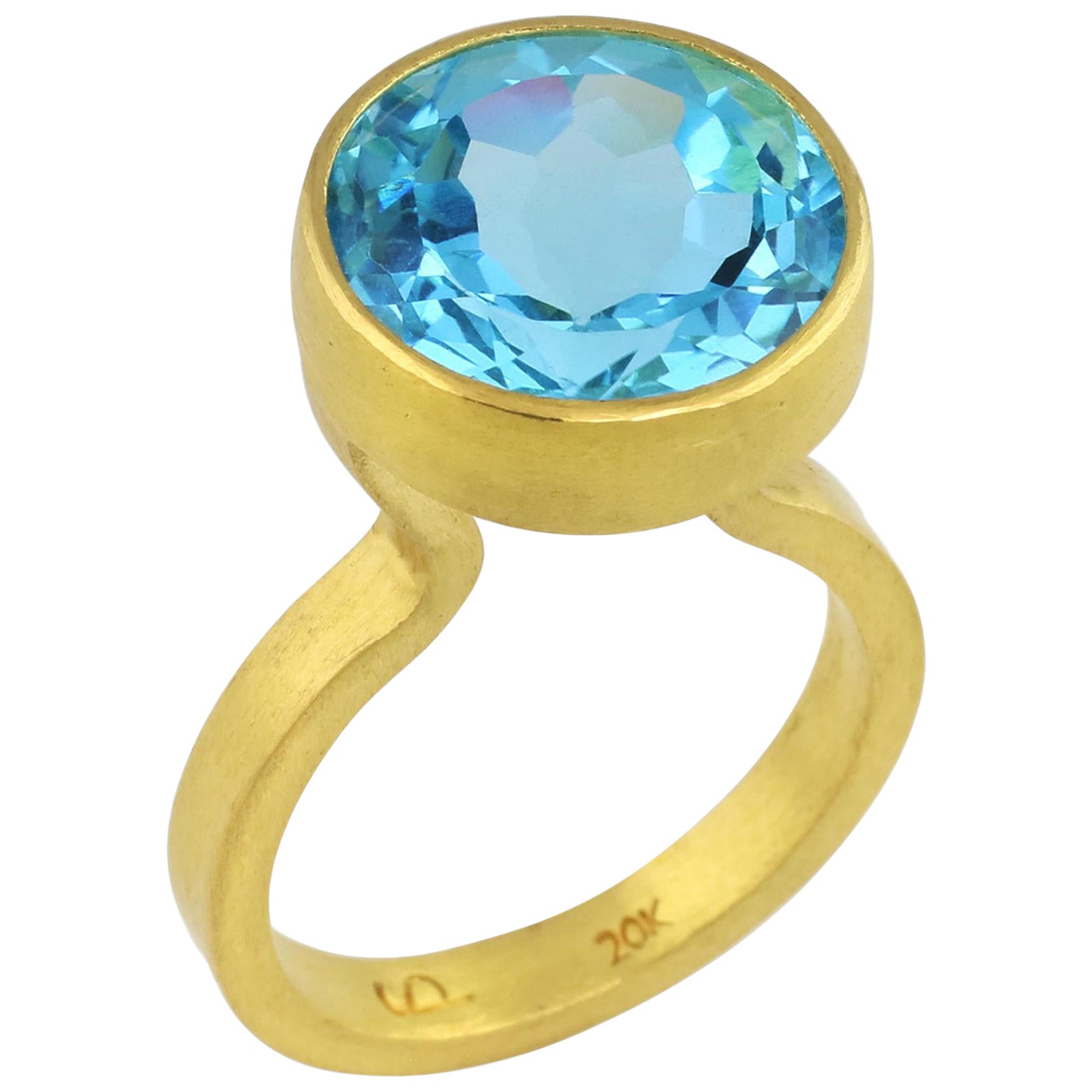 PHILIPPE SPENCER 11.05 Ct. Blue Topaz in 22K and 20K Gold Statement Ring For Sale