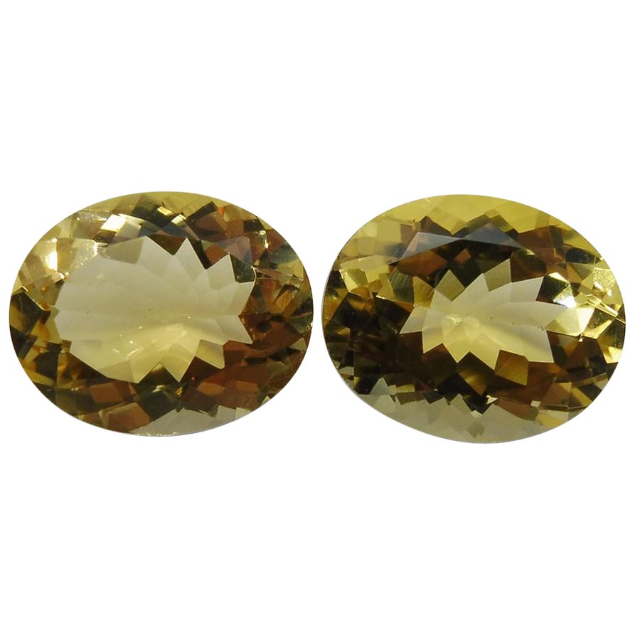 6.16 ct Pair Oval Heliodor/Golden Beryl CGL-GRS Certified For Sale