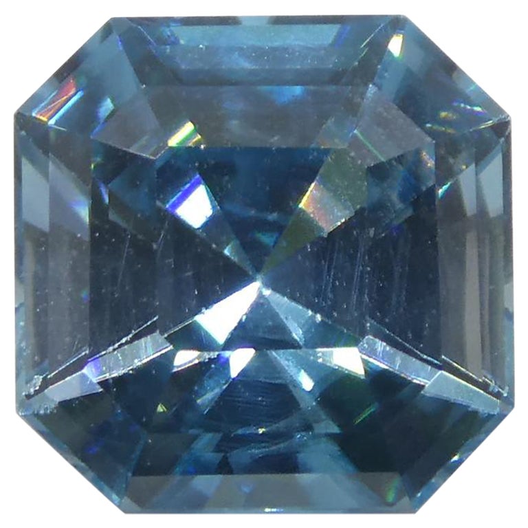 2.43ct Asscher  Blue Zircon from Cambodia For Sale