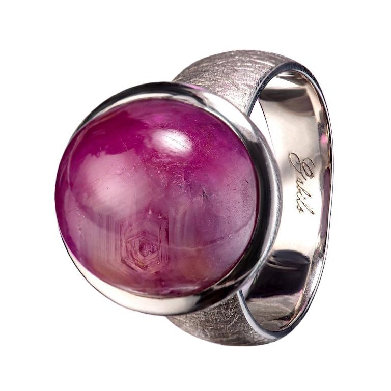 Großer Stern Rubin Silber Ring Natürlicher Roter Edelstein Korund Feiner Unisex-Schmuck