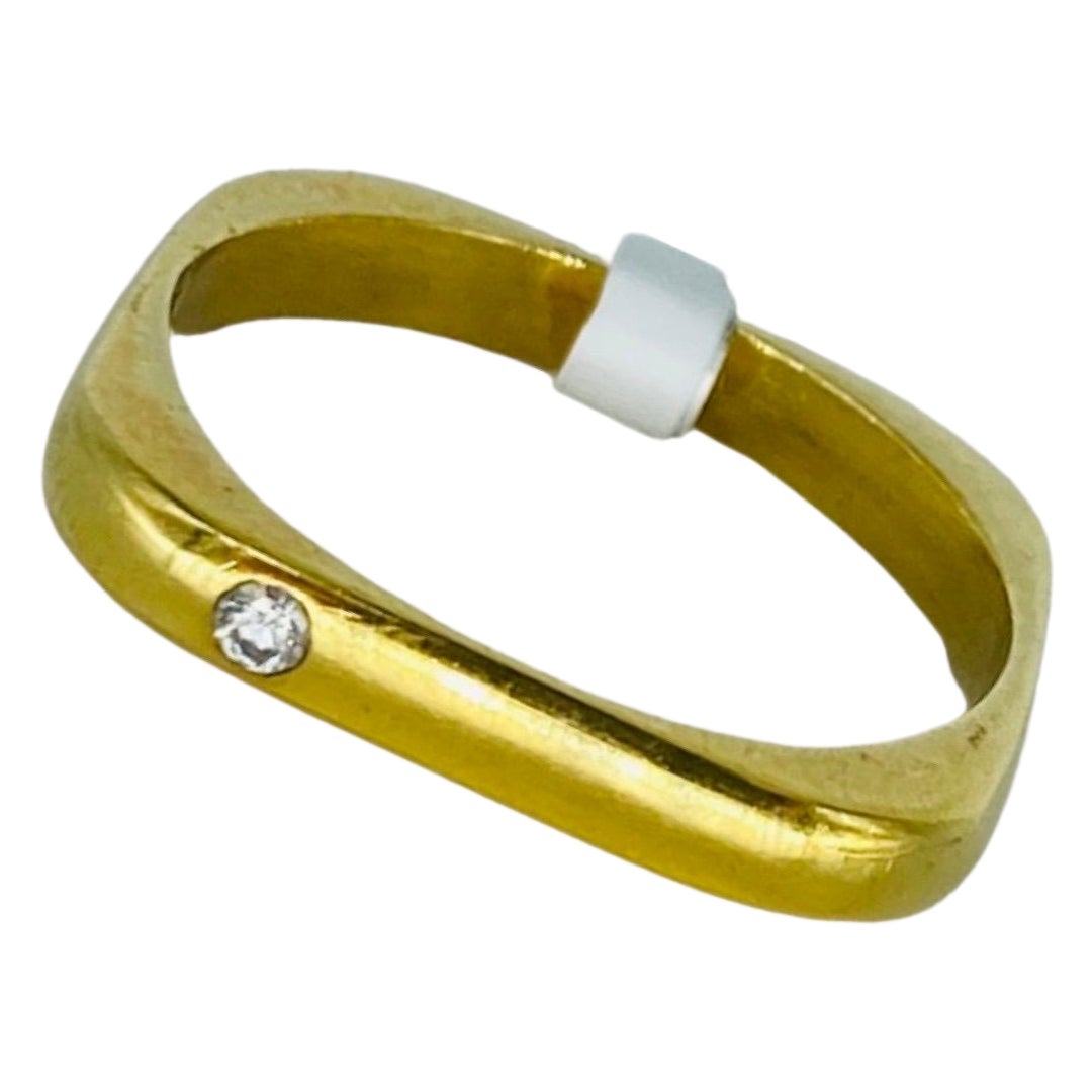 Antike Herren 0,08 Karat runder Diamant  Quadratischer Ring 18k Gold