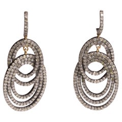 Pair of Double Loop Diamond Drop Earrings