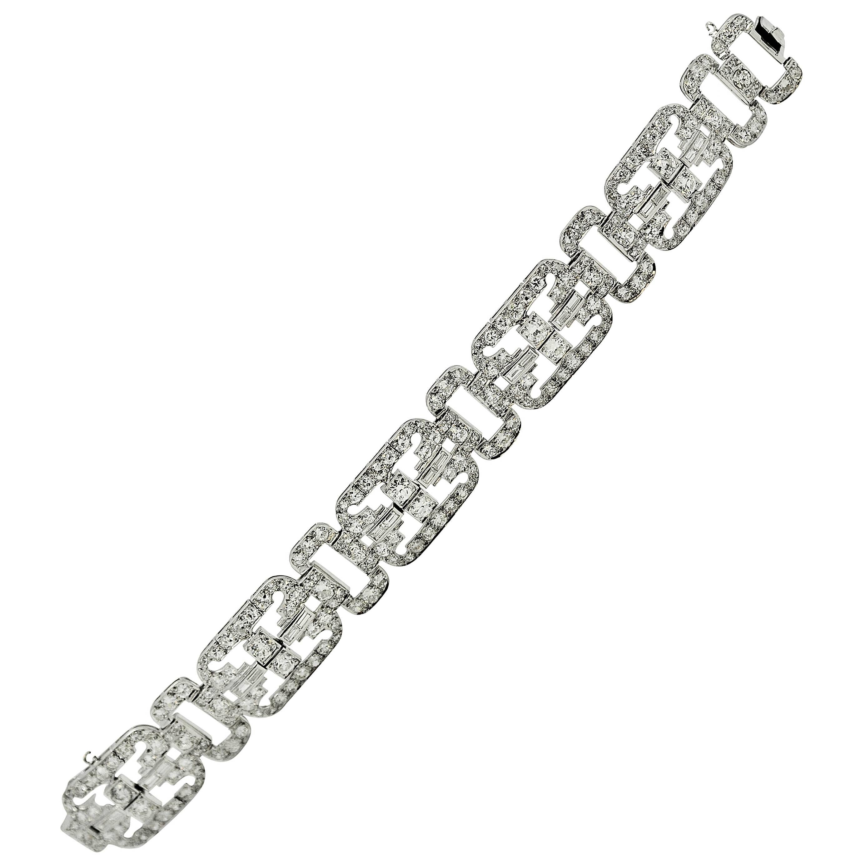 Art Deco Diamond Platinum Bracelet For Sale