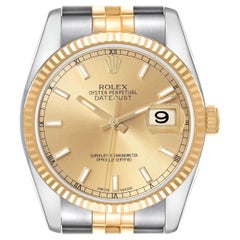 Rolex Datejust Steel Yellow Gold Champagne Dial Mens Watch 116233
