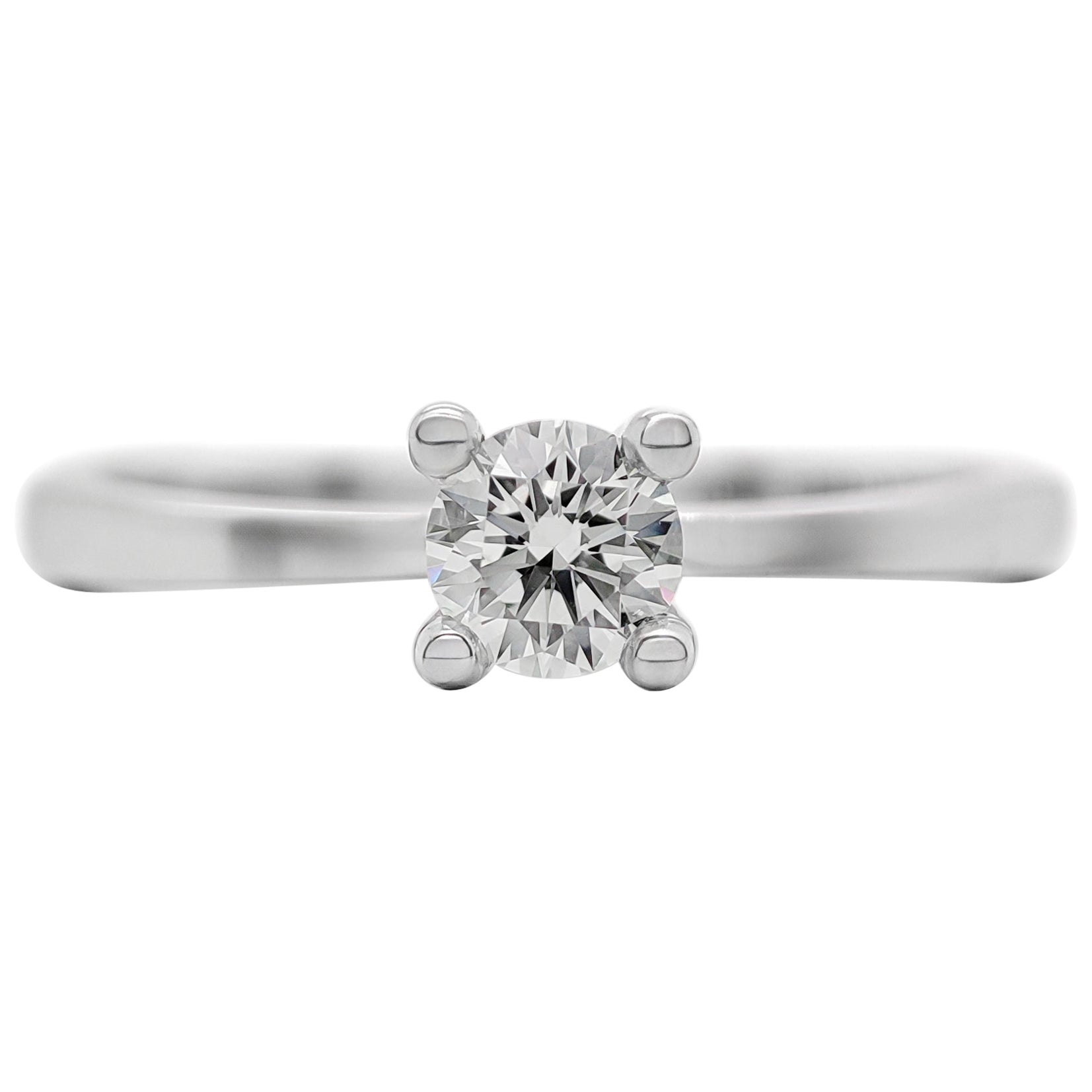 NO RESERVE 0.20CT Round Diamond Solitaire Engagement Ring 18K White Gold For Sale