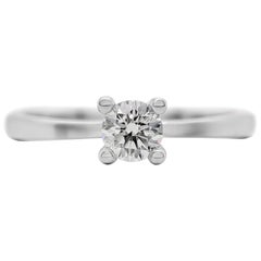 NO RESERVE 0.20CT Round Diamond Solitaire Engagement Ring 18K White Gold