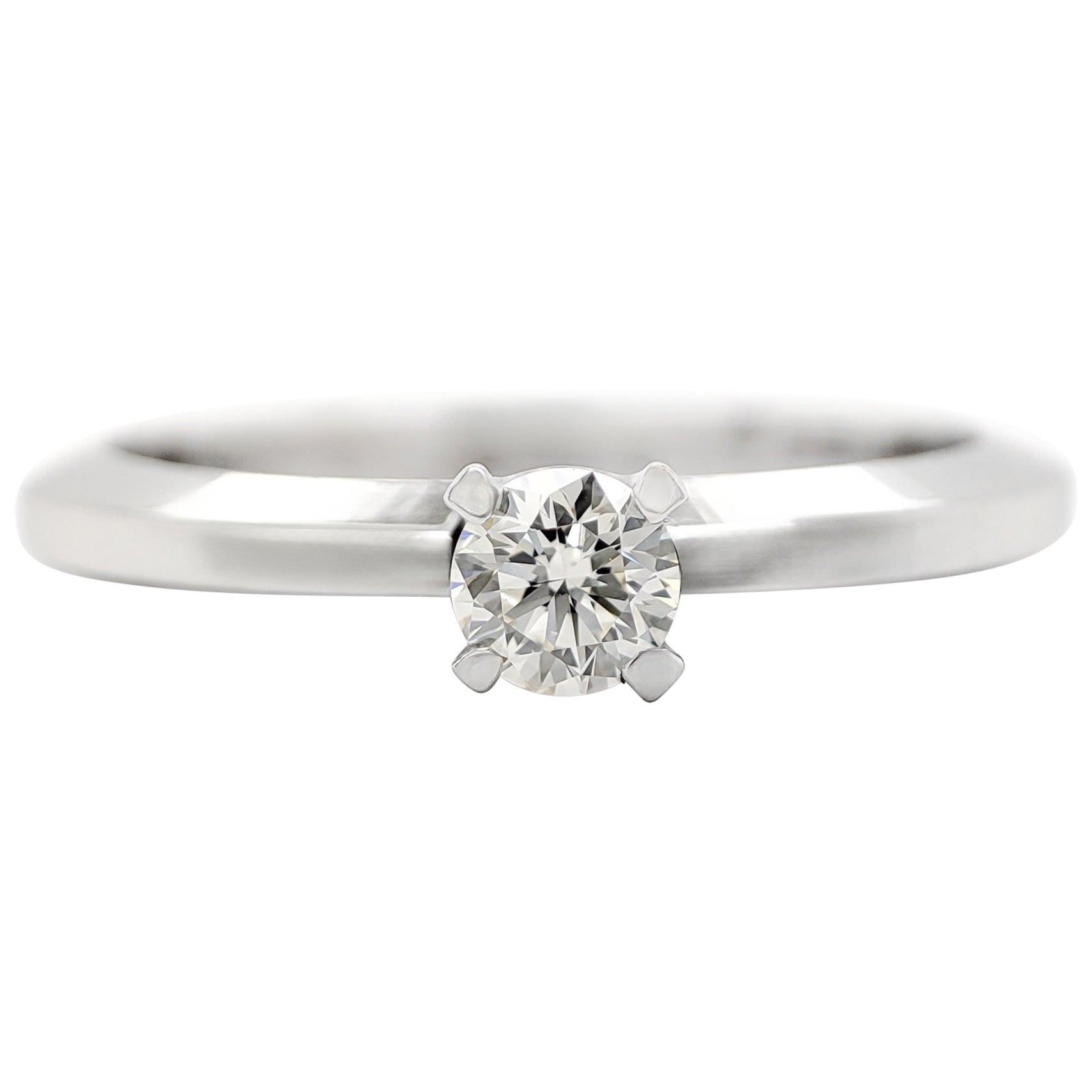 NO RESERVE 0.20CT Round Diamond Solitaire Engagement Ring 14K White Gold For Sale