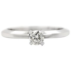 NO RESERVE 0.20CT Round Diamond Solitaire Engagement Ring 14K White Gold